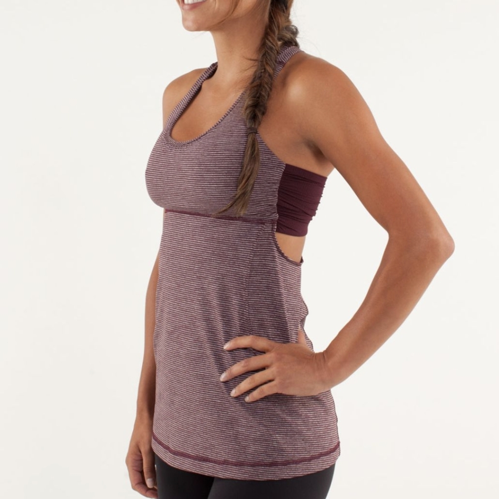 Lululemon Turbo Tank Tonga Stripe Bordeaux Drama Size 4